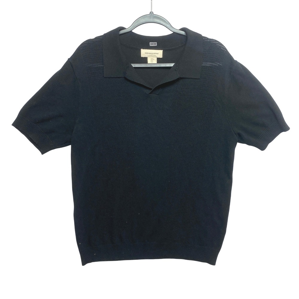 Frederik Anderson Copenhagen Polo Shirt Mens Black Knit Viscose Blend